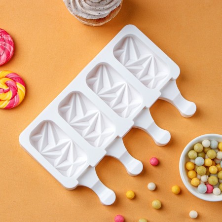 Ice Cream "Crystal", silicone, 19 × 12.5 × 2.2 cm, 4 cells, white color