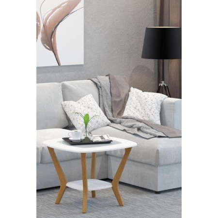 Gouring table melbourne with glass, 650x650x500, white/light oak-1