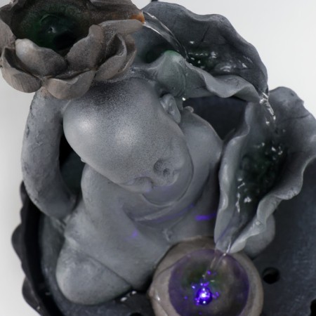 The desktop fountain from the network, the backlight "Little Buddha with the lotus" gray 29x20x20 cm-4