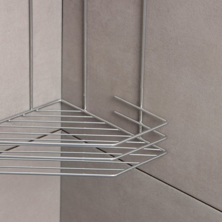 The bathroom shelf is angular 2-tier, 20.5 × 20.5 × 31.5 cm, color chromium-2