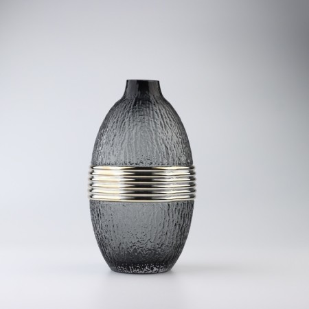 Vase for Duo Flowers of Black Glass 26.5 × 16 × 16 cm