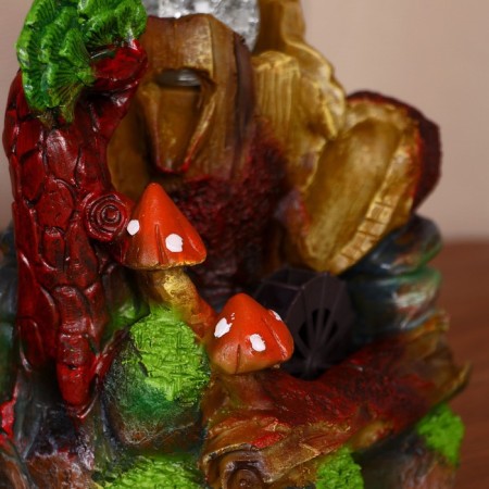 Fountain "Mushrooms on logs" 16x12x21 cm (with backlight)-1