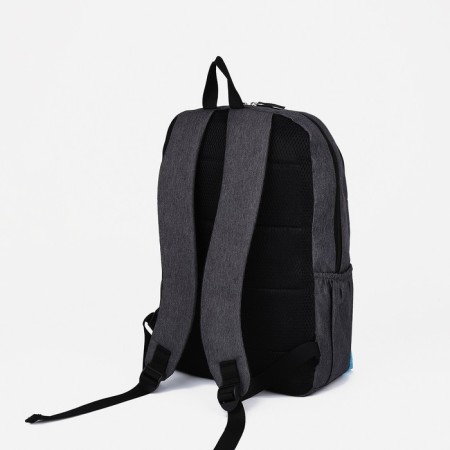 School backpack from textiles with lightning, 5 pockets, Fulldorn, gray/blue color-3