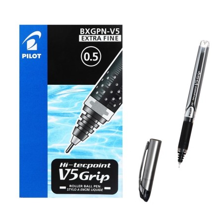 Pilot Hi-Tecpoint V5 Grip Roller, node-bela 0.5 mm, black