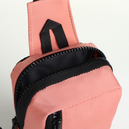 Women's sling bag from textiles, pink color-3