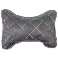 Car Bone pillow, on the headrest, SkyWay Expensiv Alcantara Gray, White line, S08003004
