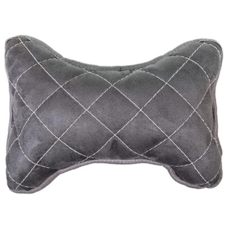 Car Bone pillow, on the headrest, SkyWay Expensiv Alcantara Gray, White line, S08003004
