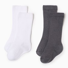 Гольфы детские 2 пары Крошка Я BASIC LINE, 12-14 см, серый/ белый