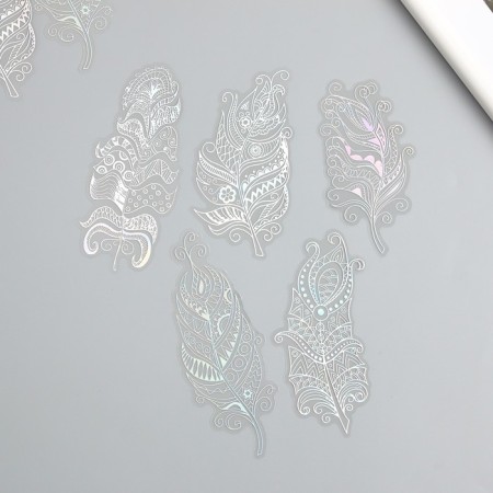 Stickers for creativity "Holography. Feathers" d = 10 cm set 10 pcs 0.2x14x11 cm