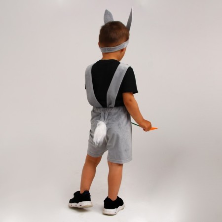 Carnival suit Bunny Gray with a muzzle, p/overalls, dressing with ears, plush, pr30, p110-1-1