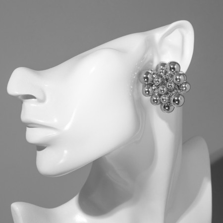 Earrings Metal "Molecule", silver color-3