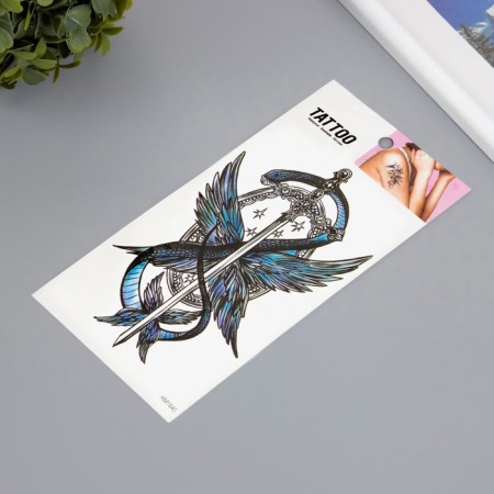 Tattoo on the body color "Blue Snake" 10x20.5 cm-1