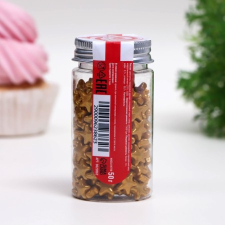 Sprinking confectionery "Big Star", gold, 50 g-2