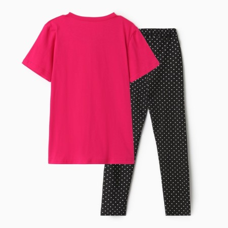 Female homemade set (T -shirt/pants), pink/black color, size 48-3