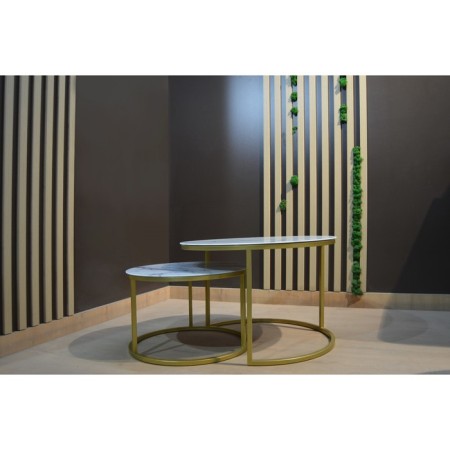 Tables Journal Loft DQ No. 2 Duae (set), D605 (475), H420 (320), f/n white marble, m/c gold 1-2