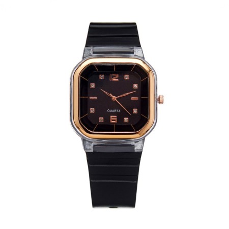Women's watch, 4.1 x 4.1 cm, silicone strap, black-2