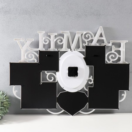 Multipher with the clock "Family" plastic, 7 photos (10x15.10x10,13x18/2pcs, 13x13/1pc) cv. white-2