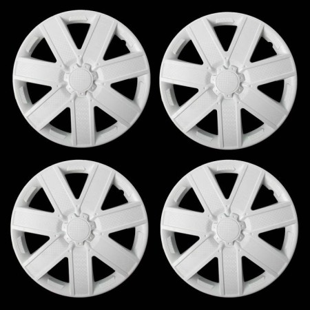 Wheel caps R15 "Galaxi", white gloss carbon, set 4 pcs.