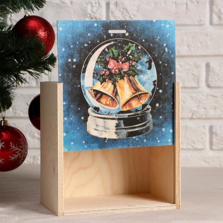 Box-Penal "Ball of desires, bell", 20x20x10 cm, box with an opening lid, print-1