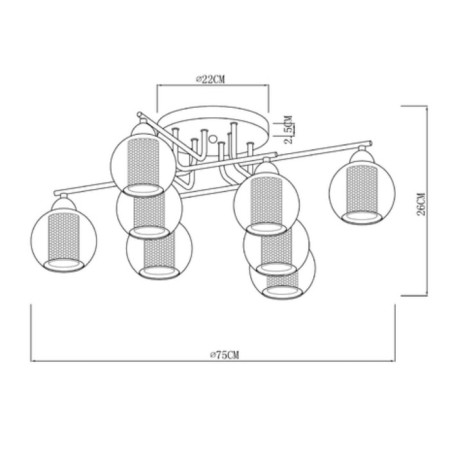 Ceiling chandelier Arte Lamp Manchester A7045PL-8BK, E14, 8x40 W, 75x75x26 cm, black, copper-4
