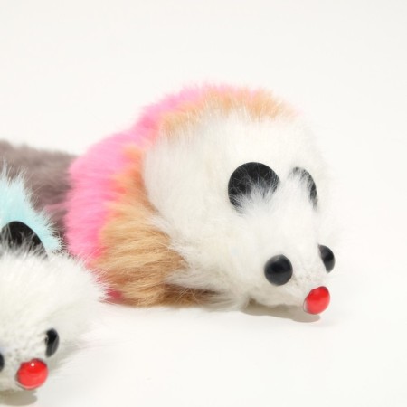 Mouse made of artificial fur, up to 17 cm with a tail, a mix of flowers-5