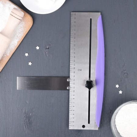 Confectionery spatula with a size ruler, 2 parts, 31 × 23 × 3 cm, purple color-1