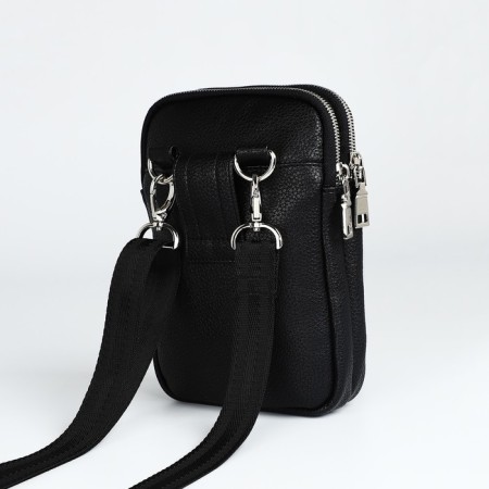 Male bag over the shoulder, Textura, artificial leather, black color-1