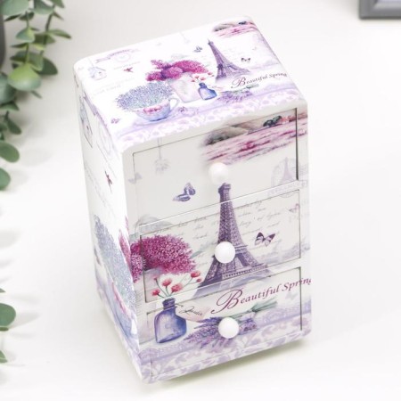 Casket tree chestnut "Eiffel Tower and Lavender" 19.5x11x8 cm-2