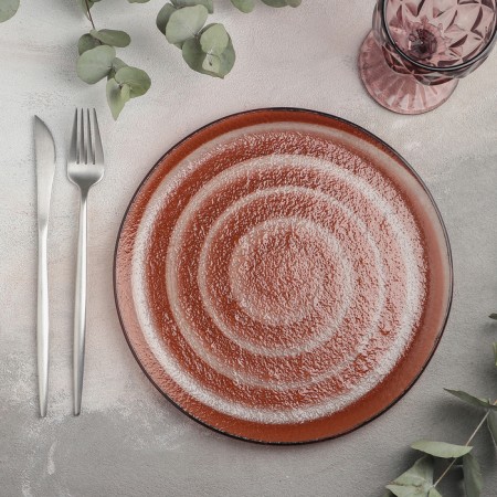 Black dining plate Magistro "Caramel", D = 25 cm, Orange color