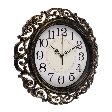 Watching clock, interior, silent, D-40.5 cm, black gold-5