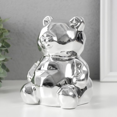 Piggy bank Ceramics "Bear 3D" silver 11x9.5x14.3 cm-3
