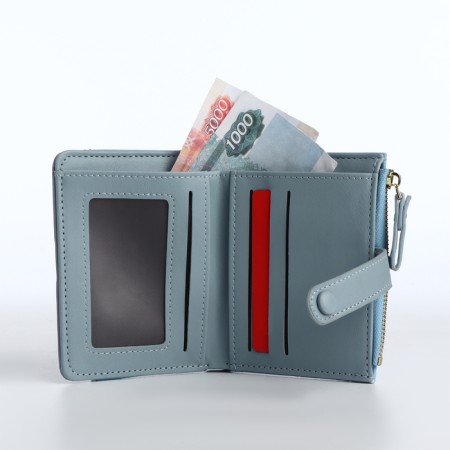 Women's wallet on the button, blue color-5
