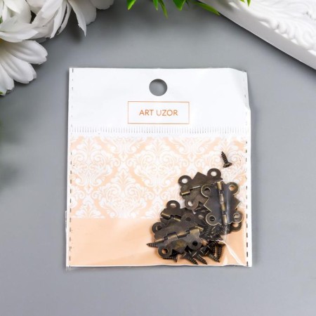 Loop for casket metal curly bronze set 6 pcs 1.5x2.1 cm-3