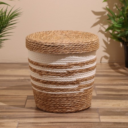 A set of wicker baskets with a lid, 3 pcs, 36x36x37 cm-4