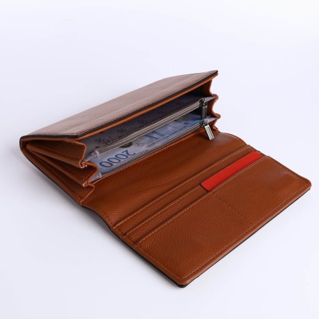 Women's wallet on a magnet, brown color-3