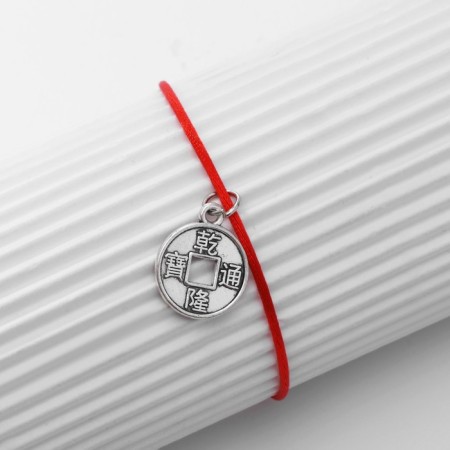 Bracelet-reinforcing "red thread" monetary, color black silver, d = 8 cm-5