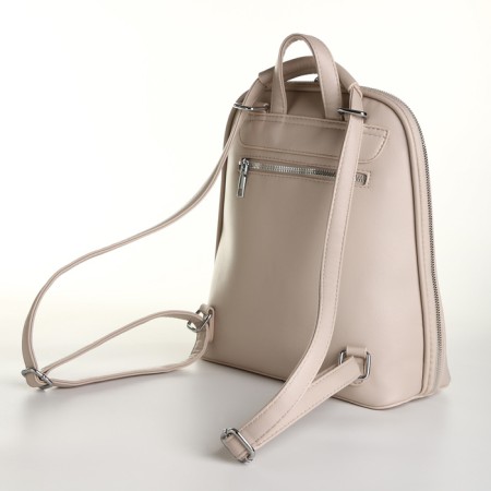 City backpack of artificial leather with lightning, beige color-3