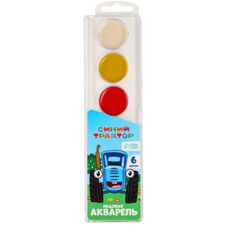 Watercolor paints "Blue Tractor", 6 colors, without brush, blue tractor-1