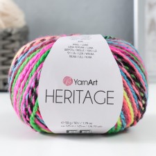Yeritage yarn 75% acrylic, 25% wool 125m/50g (340 pink-green lemon)