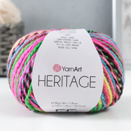 Yeritage yarn 75% acrylic, 25% wool 125m/50g (340 pink-green lemon)
