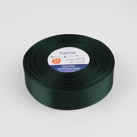 Satin ribbon, 25 mm × 33 ± 2 m, color dark emergency No. 036-1