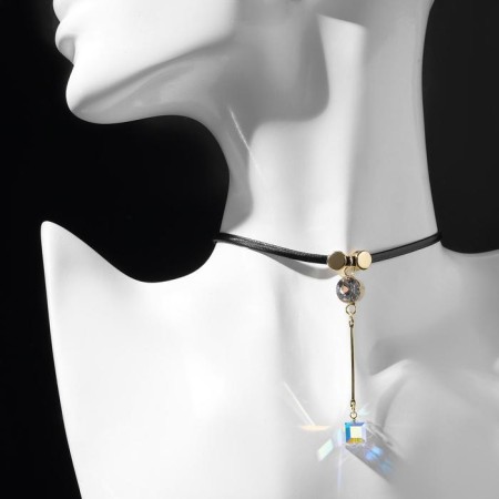 Choker "Leather" with pendants, black-gold color, l = 30 cm