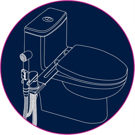 Rossinka X25-56 bidetor, with a hygienic shower installed on the toilet, chrome-1