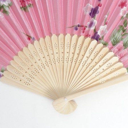 Fan bamboo, textiles h = 21 cm "flowers" with a cover, pink-3