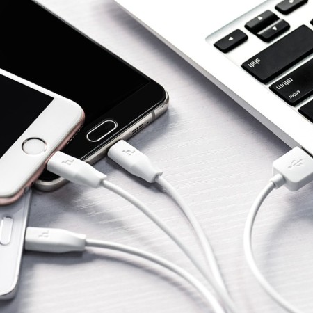 Hoco X1, microUSB/Lightning/Type -C - USB, 2.4 A, 1 m, white cable-6