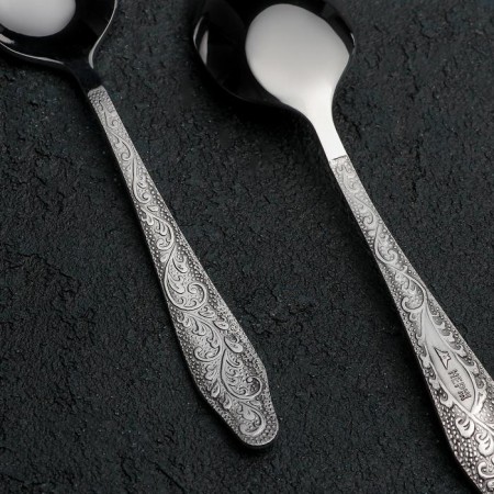 Teaspoon "Oak", thickness 2 mm, silver color-1