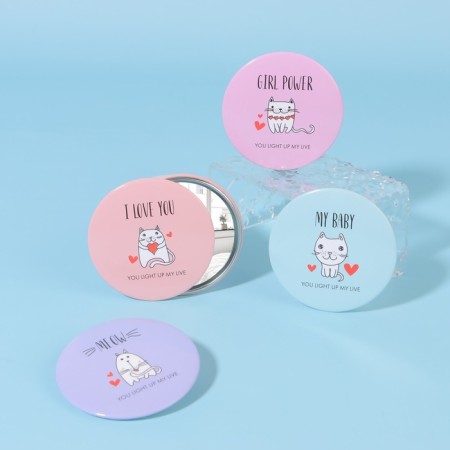 Pocket mirror "cats", d = 7 cm, color mix-2