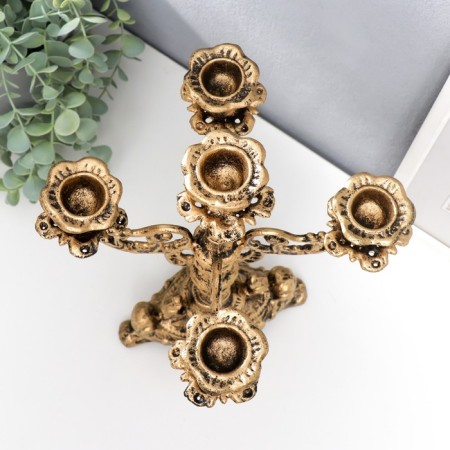 Cast iron candle for 5 candles "feudal lord" for bronze 32.5x23x23 cm-2