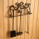 Kaminnaya set KN-6-5 wall, forged, bronze color, 3 objects: poker, scoop, panicle