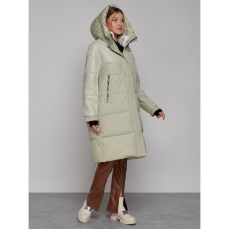 Coat insulated winter female, size 44, color light green-5